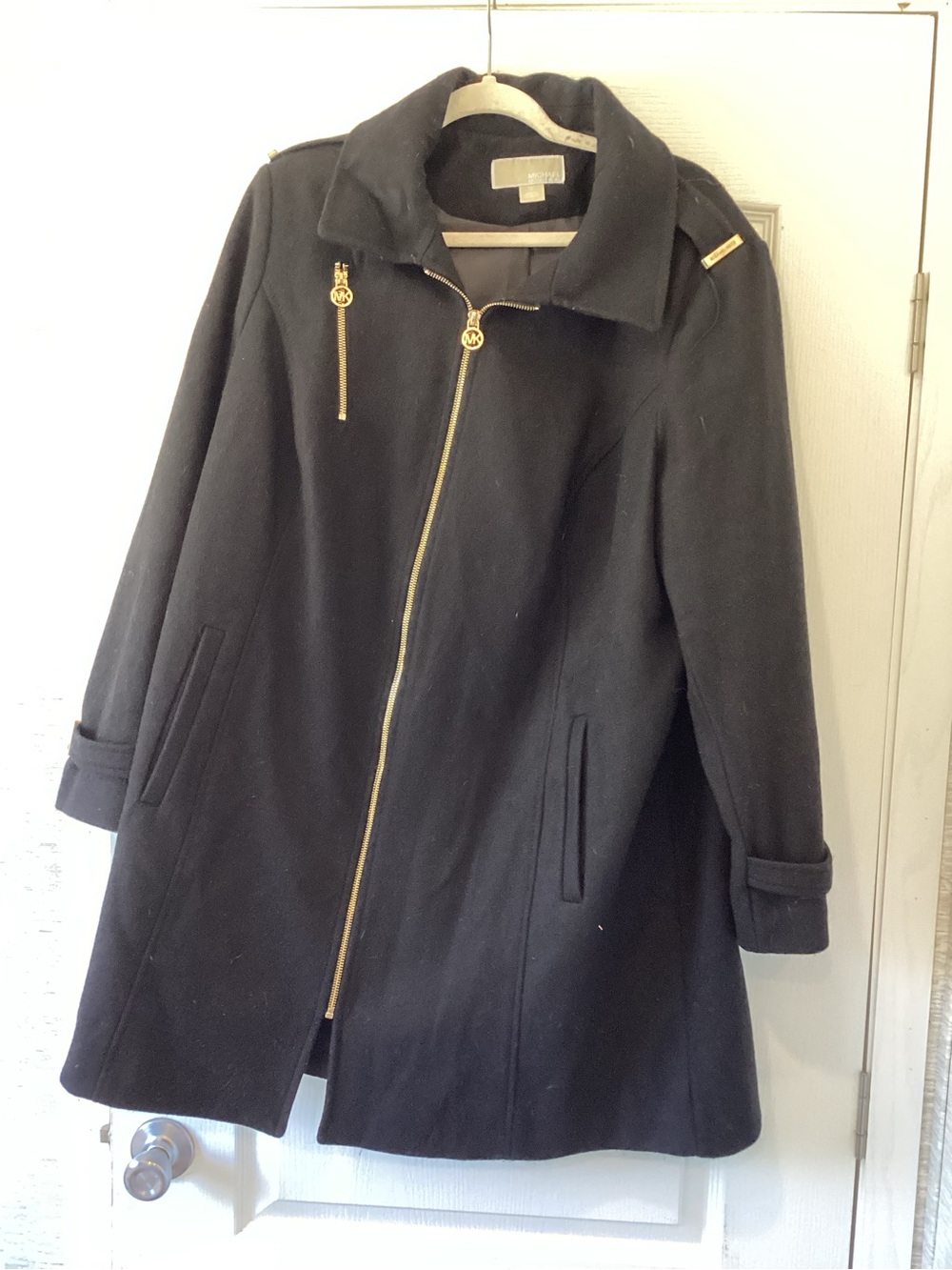 Michael Kors Black dress Coat with Gold Hardware 1XL EUC